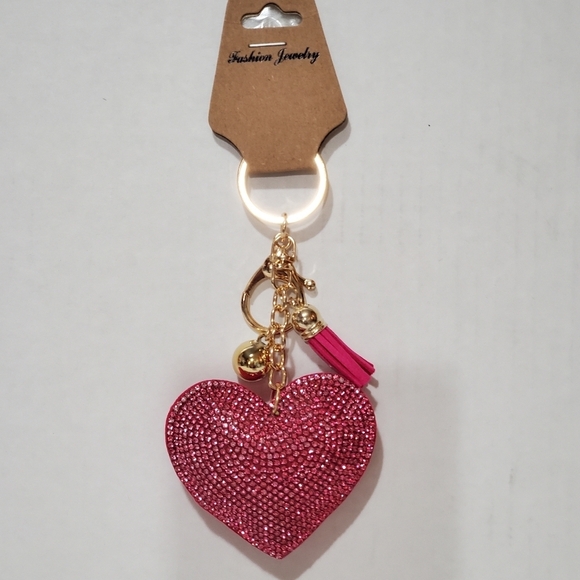 Bag Backpack Charms Heart Rhinestone Sparkle  Charms Keychain - Picture 7 of 10